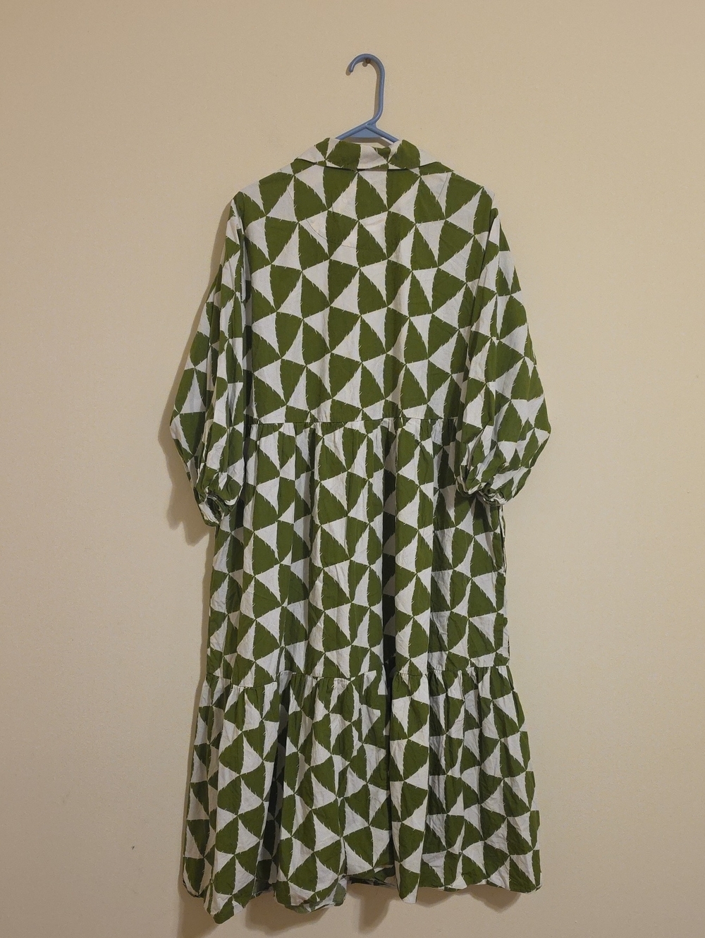 Maeve The Bettina Olive Green & White Geometric Midi Shirt Dress Size 1X Used - Picture 16 of 16